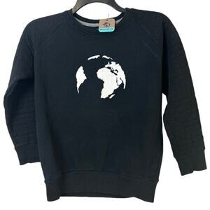 Upcycled Hand Printed Girls XL Save The Earth World Globe Long Sleeve Sweatshirt